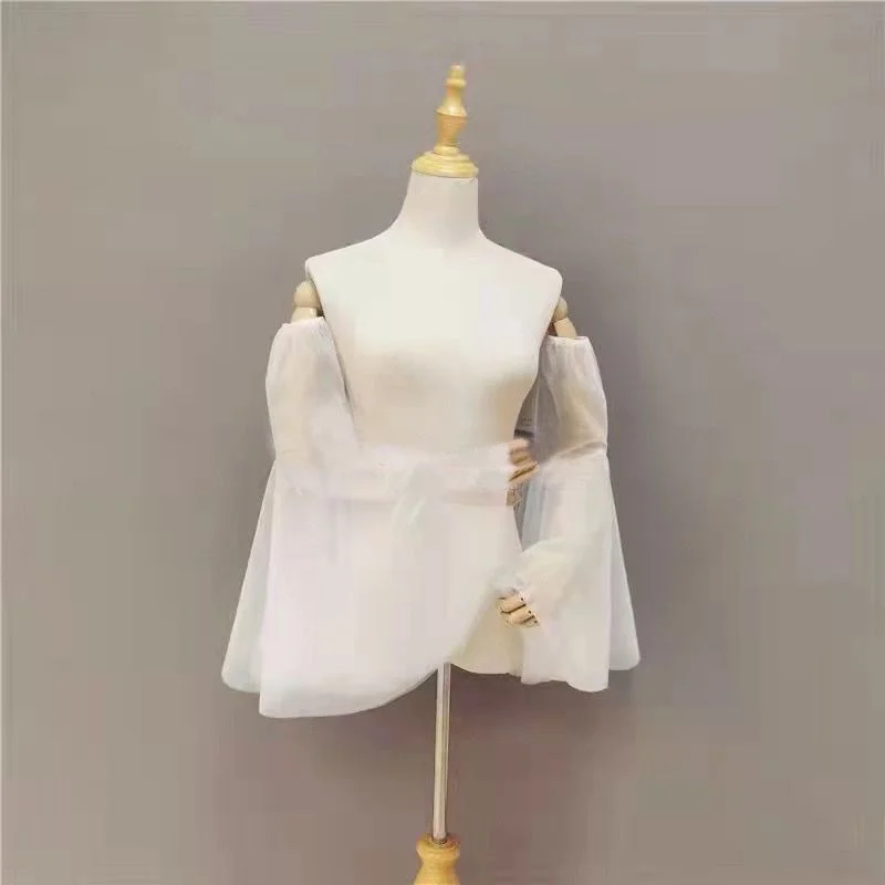 Wedding Sleeves Bride Detachable Flared Sleeves Women Wedding Dress Party Dress Accessories White Off White Red Black