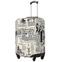 Vintage Newspaper Suitcase Cover Letter Print Flight Business Elastic Luggage Accesories Protection 1
