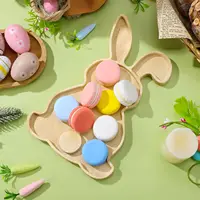 Easter Bunny Tray Wood Food Plate Fruit Serving Bread Display Wooden Spring Decor Kids Child Cake Decorations Easter Supplies 1