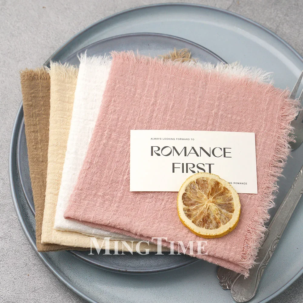 24 Pack 32x32cm Cotton Gauze Napkins Retro Vintage Wedding Christmas Table Linens Reusable Party Decor Boho Textured