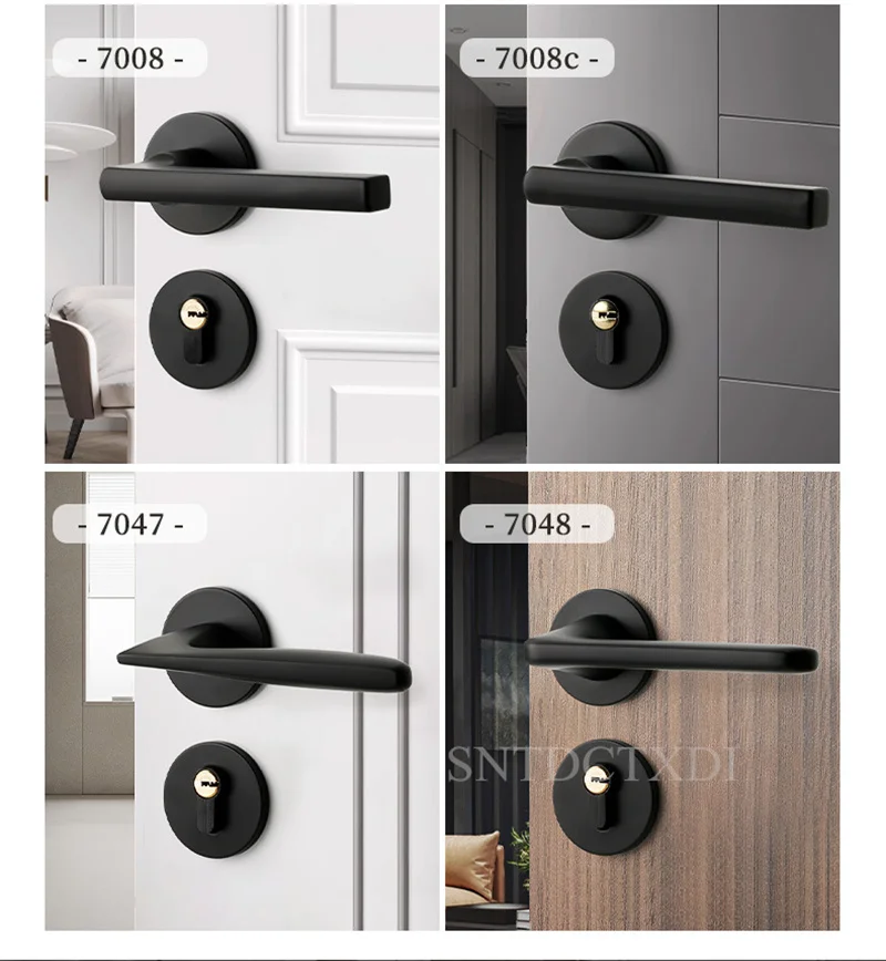 Description Picture 4 of itemAluminum Alloy Silent Split Lock European Black Alloy Bedroom Handle Lock Key Set Anti-Theft Safety Mechanical Door Locks