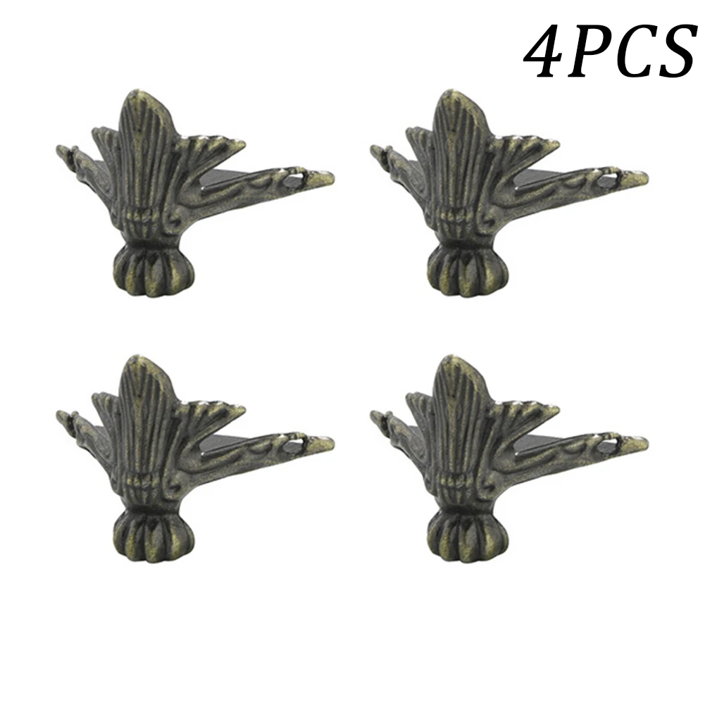 Furniture Corner Protector 4PCS Antique Corner Protector Brass Jewelry Chest Box Wooden Case Decorative Feet Leg Metal Corner Protector Hardware Bracket