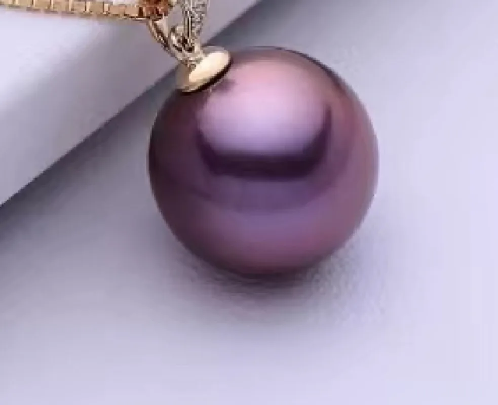 

Luxury Huge 18"11-12mm Genuine Purple Round Pearl Pendant Necklace Women Jewelry Wedding Party Gift 925 Sterling Silver 668AAAA