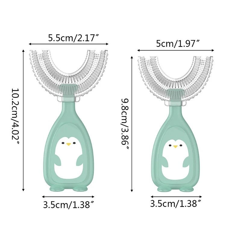 Cartoon Penguin Baby Children Manual Toothbrush 360 Degree U-shaped Toothbrush Teether Soft Silicone Baby Teeth Brush
