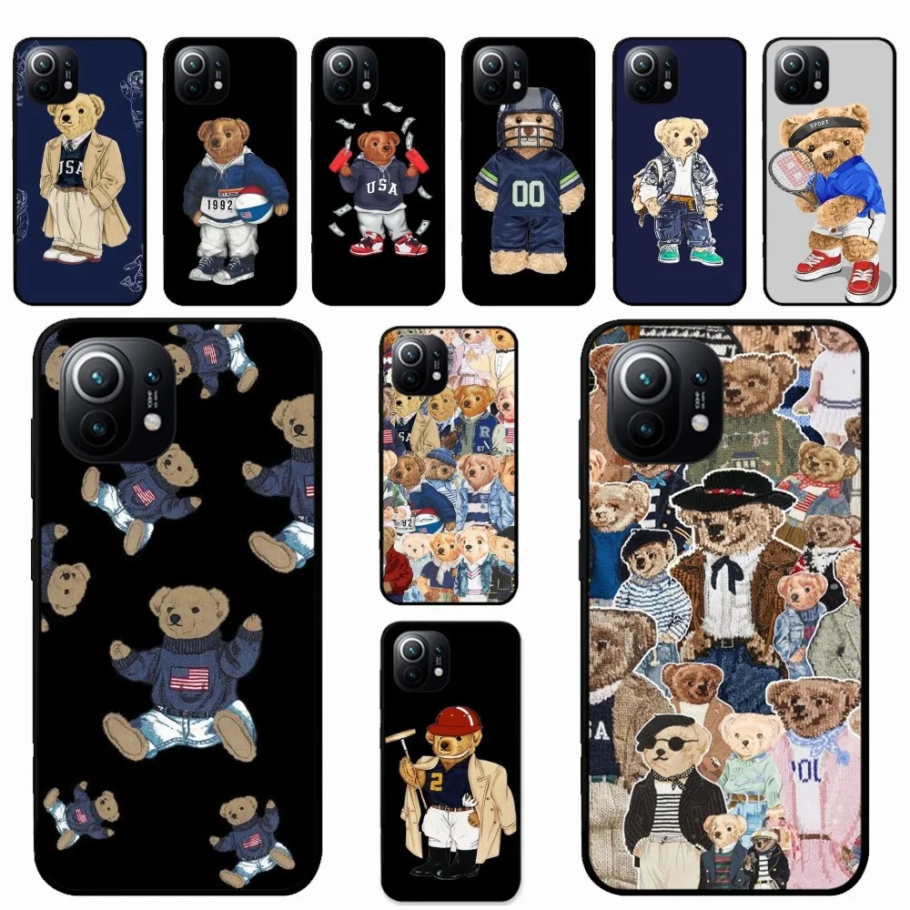 

Cute Cartoon Bear Phone Case For Xiaomi Mi 5X 8 9 10 11 12 lite pro 10T PocoX3pro PocoM3 Note 10 pro lite