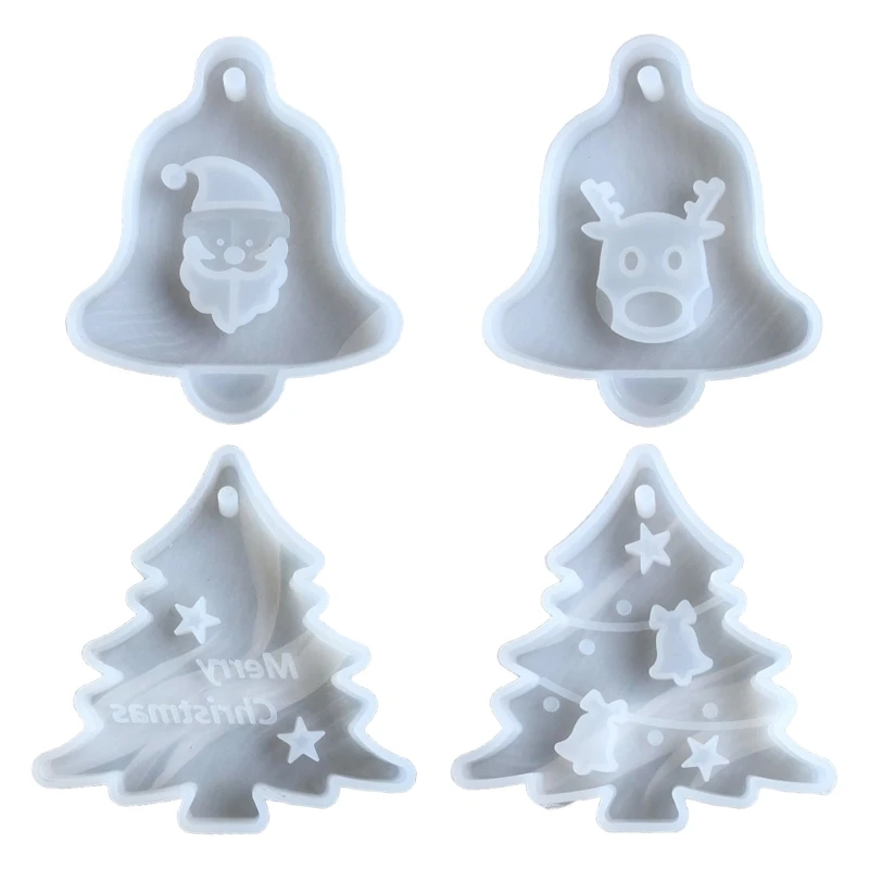 

Car Pendant Xmas Ornaments Resin Casting Mold UV Crystal Epoxy Resin Mold Christmas Tree Bell Elk Pendant Silicone Mould