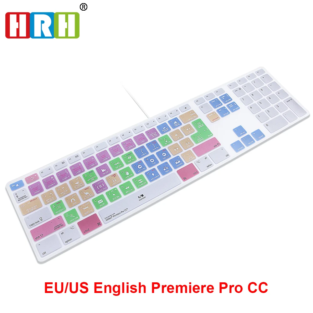 Adobe Premiere Pro Cc Hotkey Keyboard Cover Us & Eu Per Tastiera Apple Tastierino Numerico Usb Cablato Per Pc Desktop Imac G6