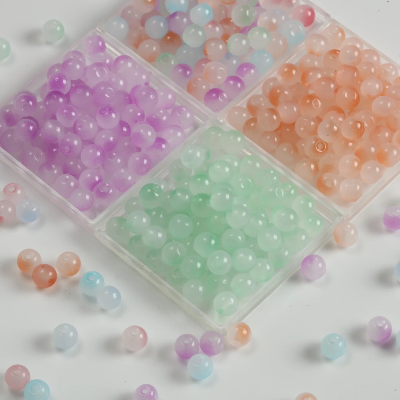 Mint Green Gradient Glass Beads - 6mm Round for Handmade Jewelry Creations