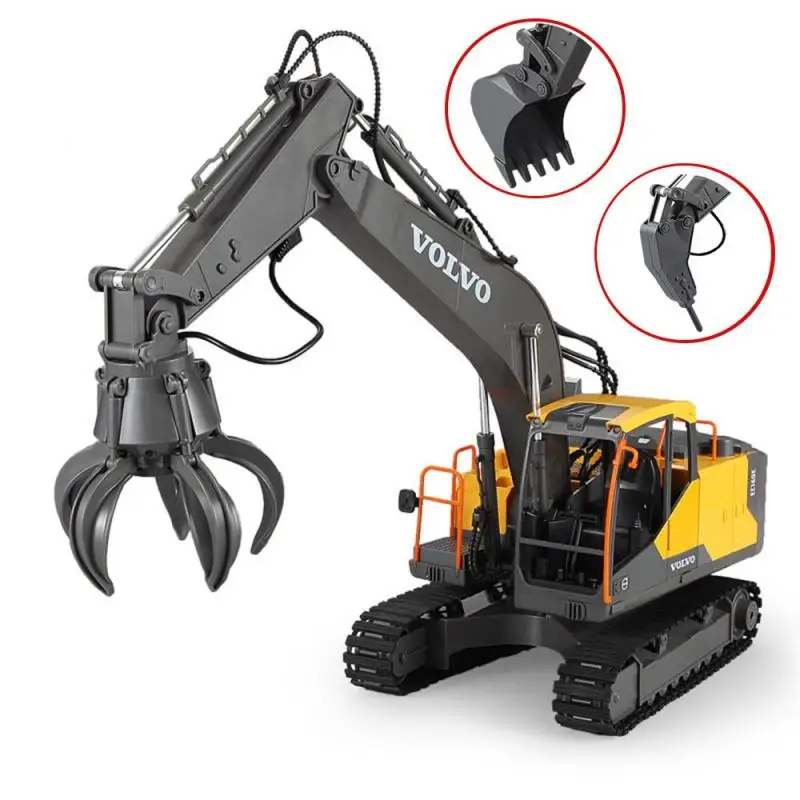 2.4G Double E E568 RC Truck 1/16 3In1 Alloy RC Simulation Excavator 12CH Remote Control Big Engineer Vehicle Kids Christmas Toys 2