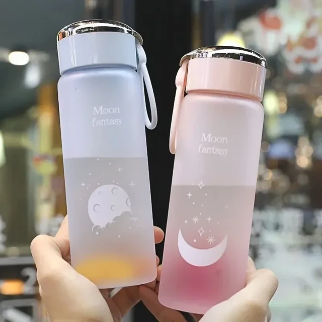 Newest Cute Creative Frost Plastic Tumbler Cup Portable Rope Moon Water  Bottle Summer Ins Student Handy Cup - Buy Frost Plastic Tumbler Cup,Plastic