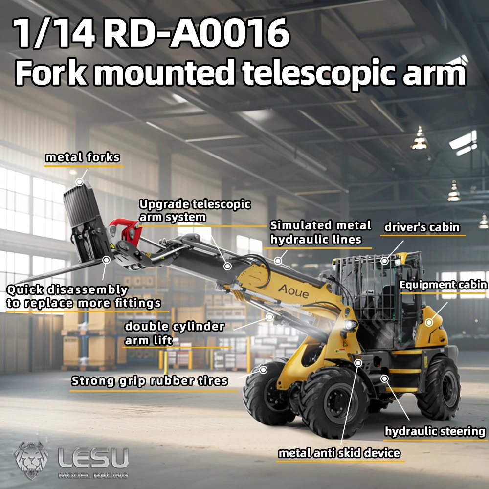 In Stock LESU 1/14 RC Hydraulic Metal Loader AOUE AT1050 Truck ST8 Light Sound ESC Motor Remote Control Painted Assembled Car 5