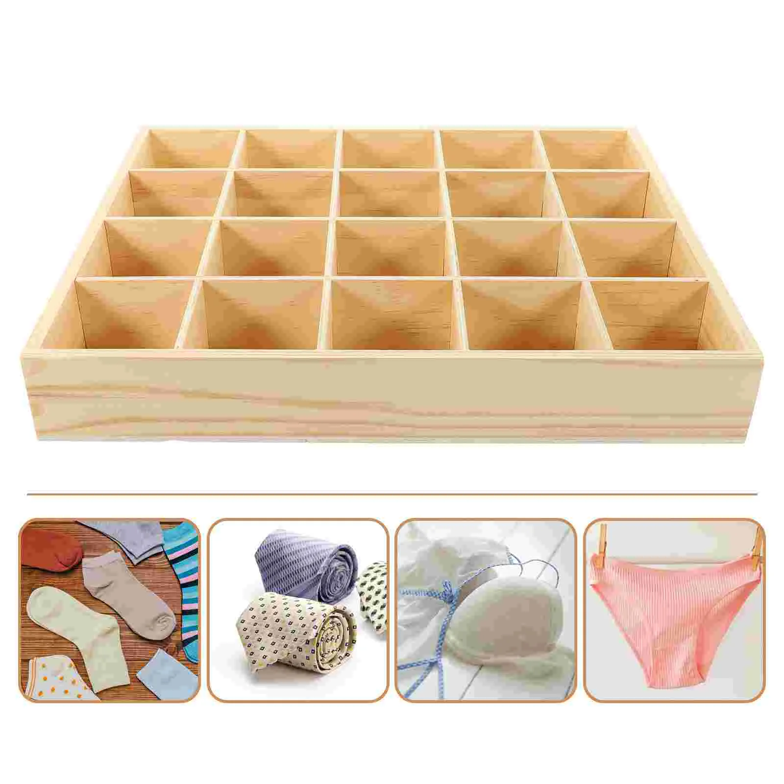

Underwear Storage Case Socks Organizer Compartments Storage Box Panties Stackable Drawer Sundries Container (Wooden Color)