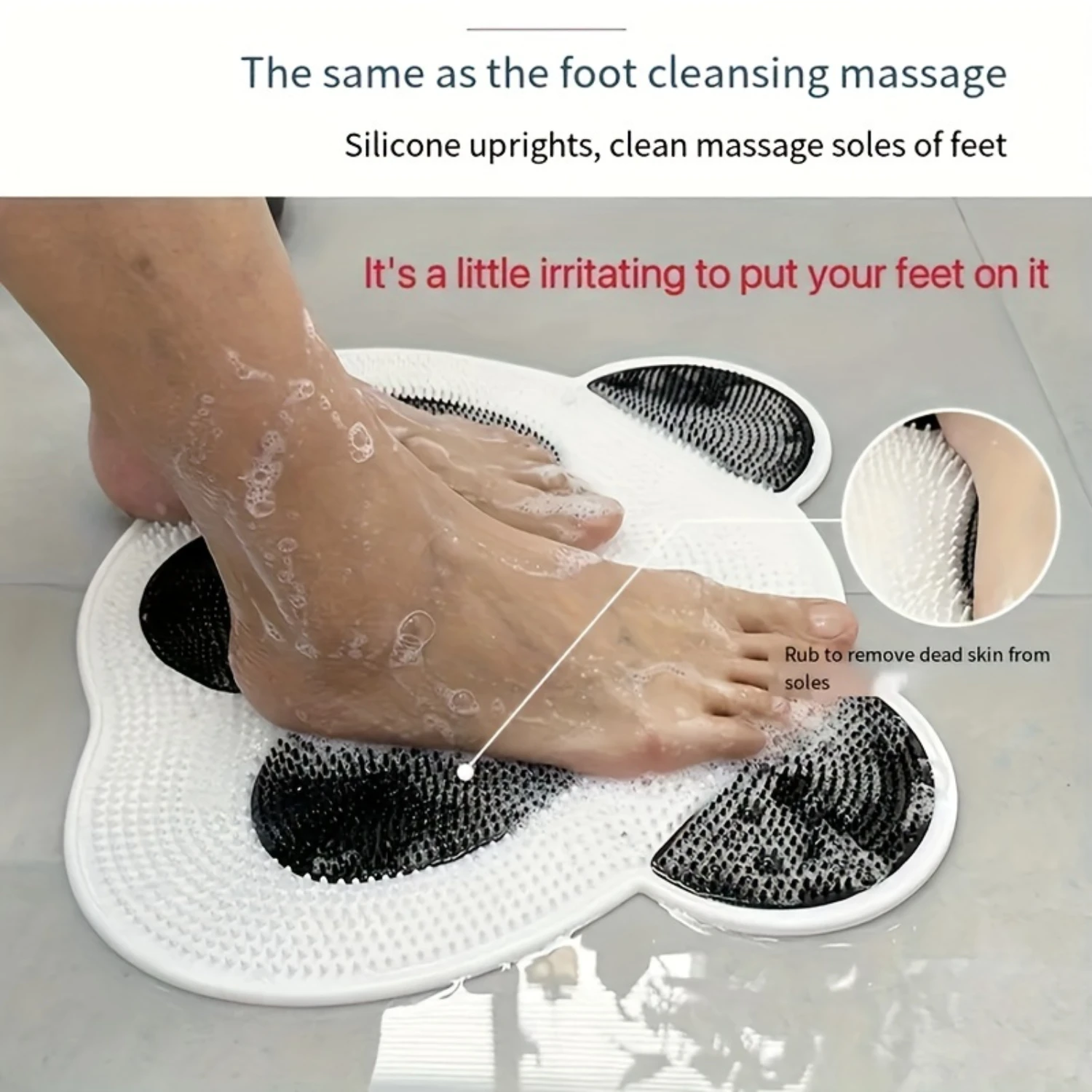 Panda Shaped Back Foot Scrubber For Shower Pad For Men And Women, Extra-Large Exfoliating Shower Mat Back Foot Scrubbing Wit