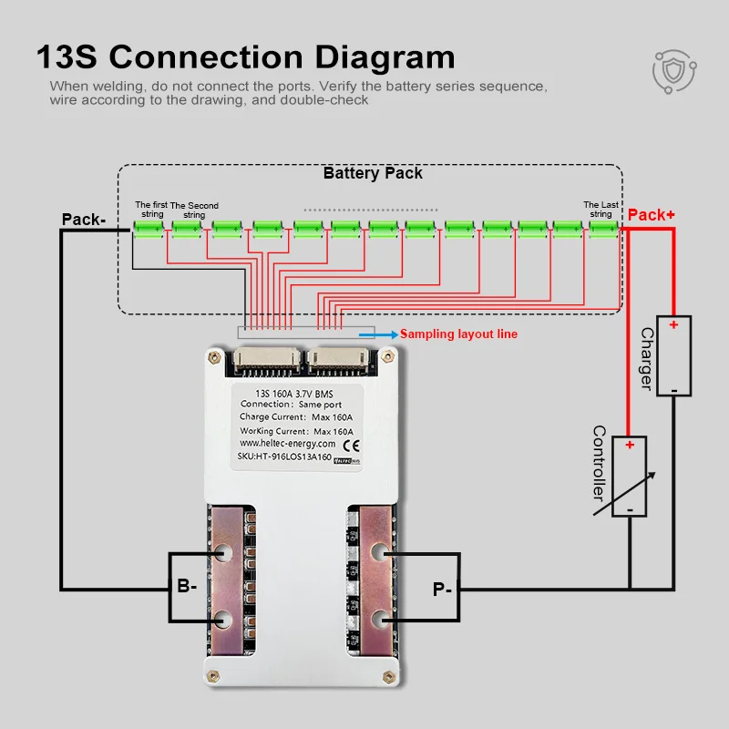 10S-16S 36V BMS 48V 60V 12S 13S 14S 80A 100A 120A 160A bms 3.7V Ternary lithium