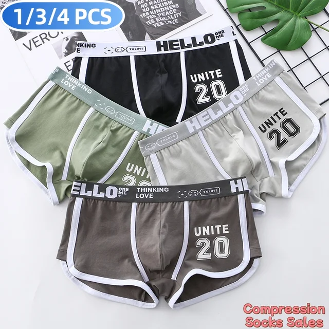 Boxer en Coton pour Homme, Sous-Vêtement Sexy, Confortable, Lingerie U Convexe, 1/3/4 Pièces 1