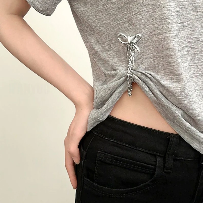 실버 보우 하트 조절 가능한 바지 다리 클립, 바지 핀, 접이식 고정 레그 팬츠, 루즈 버튼, 청바지, 가디건 도구