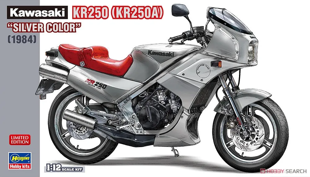

Hasegawa 21747 Static Assembled Car Model 1/12 Scale For Kawasaki KR250 (KR250A) silvery 1984 Motorcycle Model Kit
