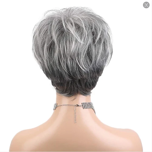 HAIRJOY Synthetic Hair Short Curly Pixie Cut Wigs for Women Pretty Short Gray Wigs Easy Care Wigs 2