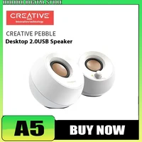 New Creative Pebble Plus 2.0 Mini Speaker 3d Surround Usb Wired Speaker Notebook Accessory for Computer Desktop Pc Gamer Gifts 1