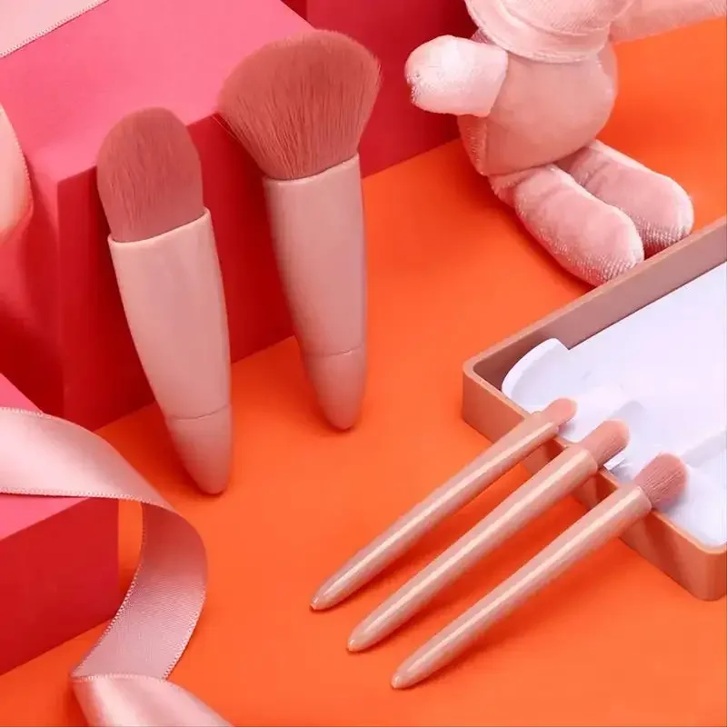 5pcs Mini Makeup Brushes Small Function Kit Complete Brushes Set Cosmetic Brushes With Case And Mirror Travel Size Makeup