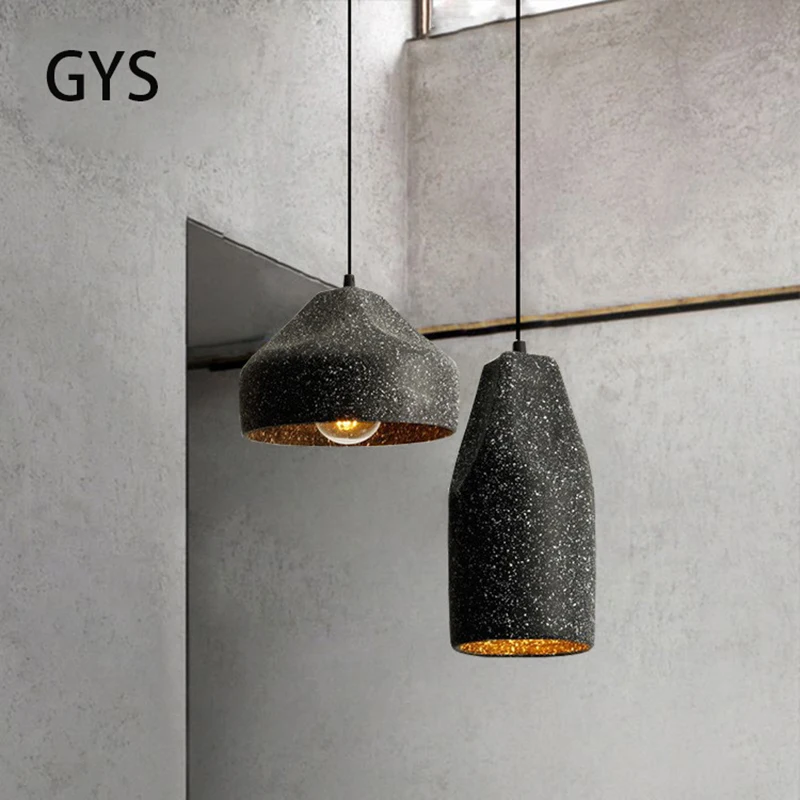 Cement Led Pendant Lamp Nordic Nostalgic Industrial Style Chandelier Bedroom Bedside Coffee Shop Bar Table Light Grey Black E27