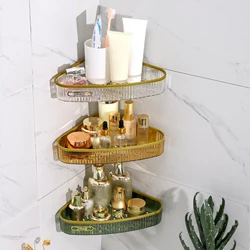 Wall Mounted Storage Rack Hollow Design Durable Bathroom Shelf Multi-functional No Water Stains for Kitchen Bathroom Balcony