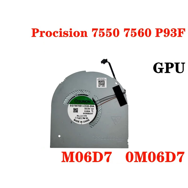 NEW ORIGINAL Laptop CPU GPU Cooling Fan For DELL Precision 7550 7560 M7550 M7560 P93F CD6WC 0CD6WC 0M06D7 M06D7