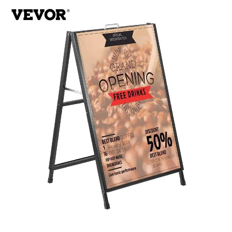 Corrugated Plastic Sheets Insert Pionites Heavy Duty Slide-in Folding A Frame Sign Sidewalk Sign 24x 36 Inch Steel Metal Double-Side Pavement Sign Corrugated Plastic Poster 24x36 inch 