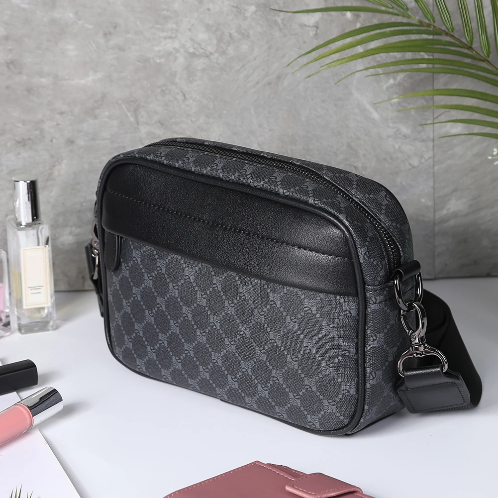 Sacoche Bandoulière Homme En PU, Style Satchel, Avec Poche Téléphone, Motif Pois, Souple, Polyvalente, Neuve Avec étiquette
