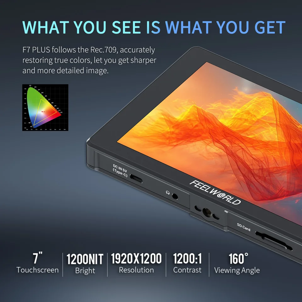 FEELWORLD F7 PLUS 7インチ 1200nit HDMI 2.0 タッチスクリーン カメラ