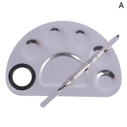 Stainless Steel Makeup and Nail Art Mixing Palette with Spatula (A)