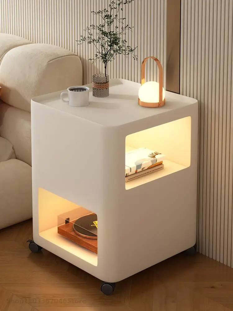 Movable Cart Bedroom Bedside Table Side Cabinet Simple Wheeled Coffee Table Sofa Side Storage Rack Corner
