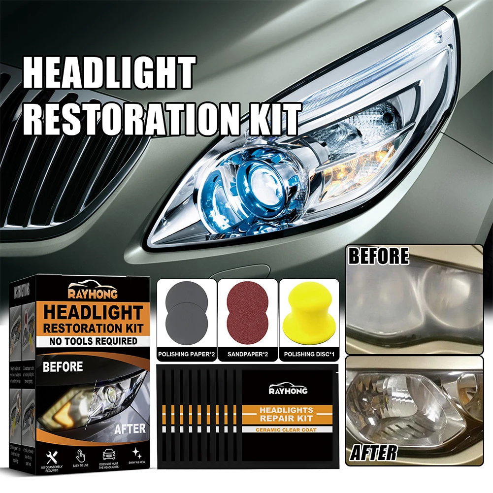 Headlight Cleaner Restorer Kit Clean Yellow Haze Scratch Off Headlamp Cover Scratch Remover for Car Taillight Headlight