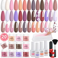 20 Winter Colors Nude Pink Coral Dipping Powder and Base Top Coat Activator for French Nail Art Salon Valentine's Day Gifts 1
