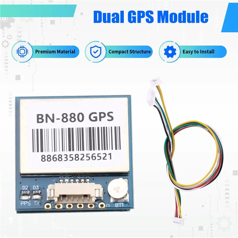 A42T-QMC5883L 나침반 통합 BN-880 GNSS 듀얼 GPS 모듈(AMP2.6/PIX-HAWK 비행 컨트롤러용)