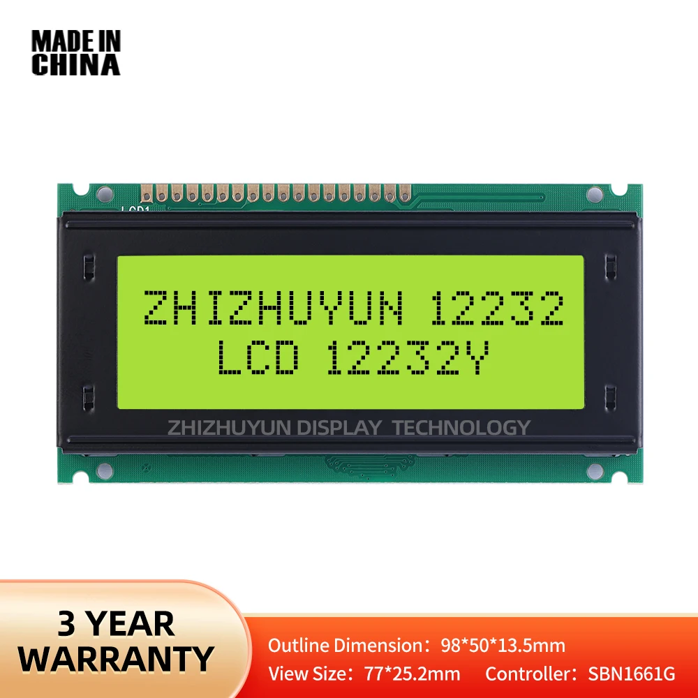 

12232Y LCD Screen High Brightness Screen 122*32 Graphic Dot Matrix Screen LCM Lcd Module Yellow Green Membrane Yellow-Green