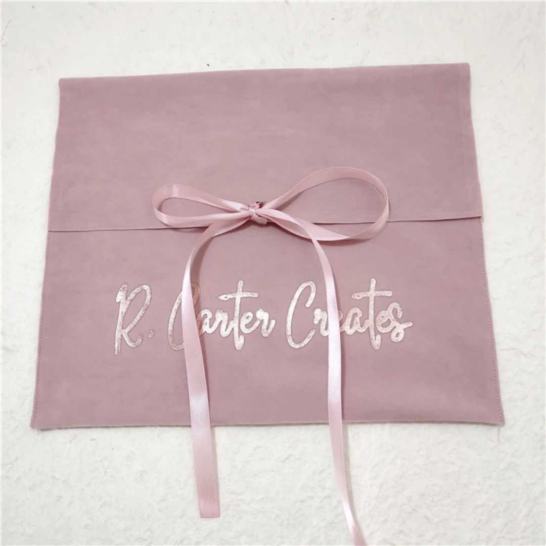 Custom Logo Large Velvet Travel Makeup Bag Double-sided Velvet Envelope Jewelry Packaging Pouch With Bow-knot dust cover bag