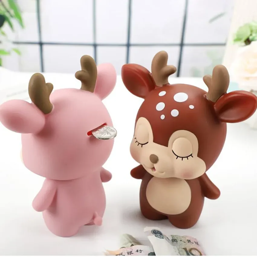 1PC Cartoon Deer Piggy Bank High Capacity Children Money Boxes Drop-resistant Piggy Banks Coin Bank Decoration Ornaments Gifts 2