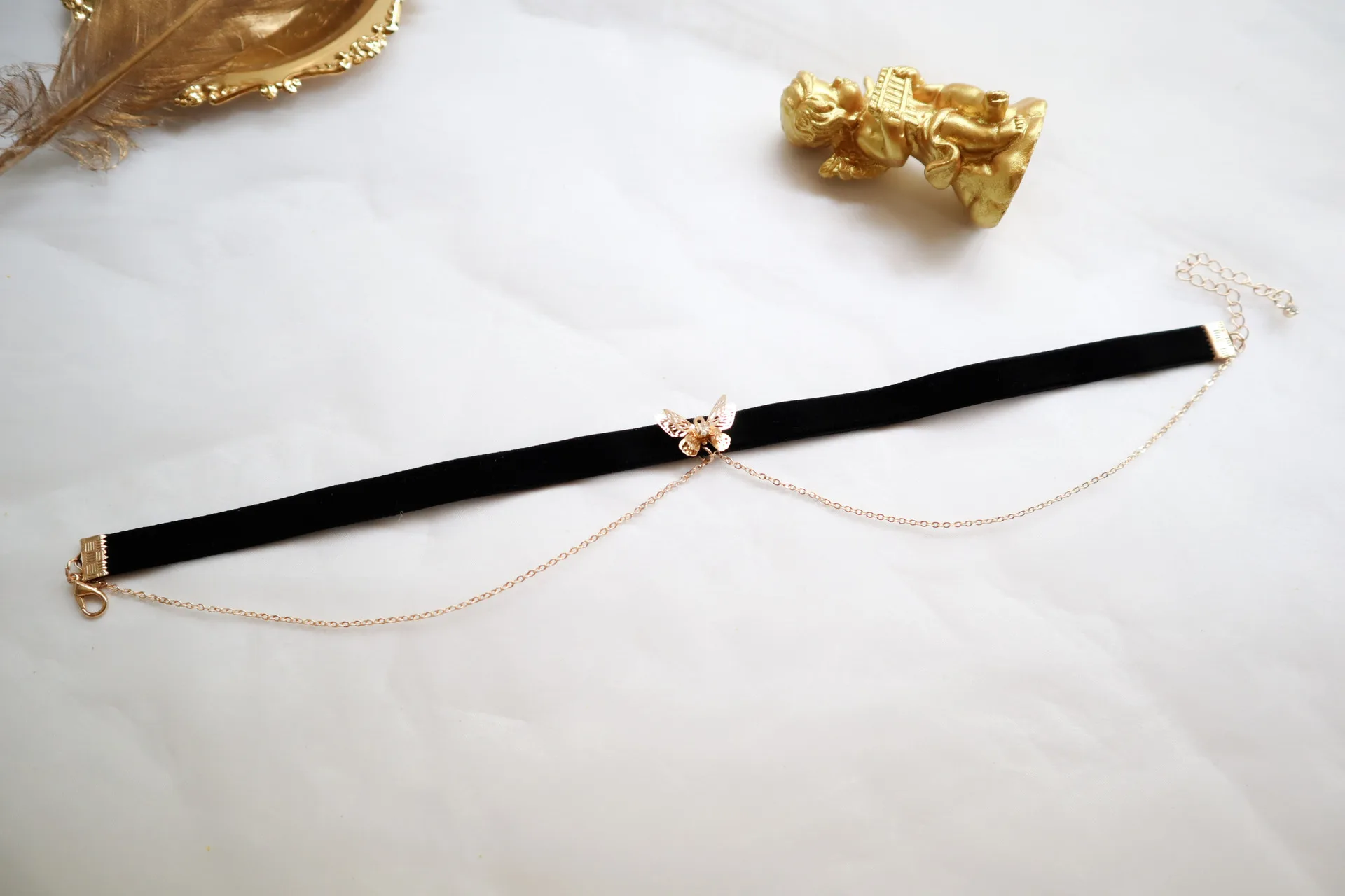 Double Layers Gold Color Chain Velvet Choker Trendy Butterfly Short Necklace  for Women Girls Students Gothic Aesthetic Jewelry - AliExpress