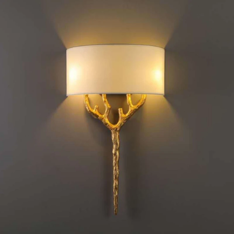 

American all-copper wall lamp Modern simple living room TV wall lamp Bedroom bedside corridor stair lamp