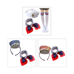 Hat Adult Halloween Hats & Stockings & Stripe Scarf Set Teenagers Male Woman Halloween Cosplay Costume