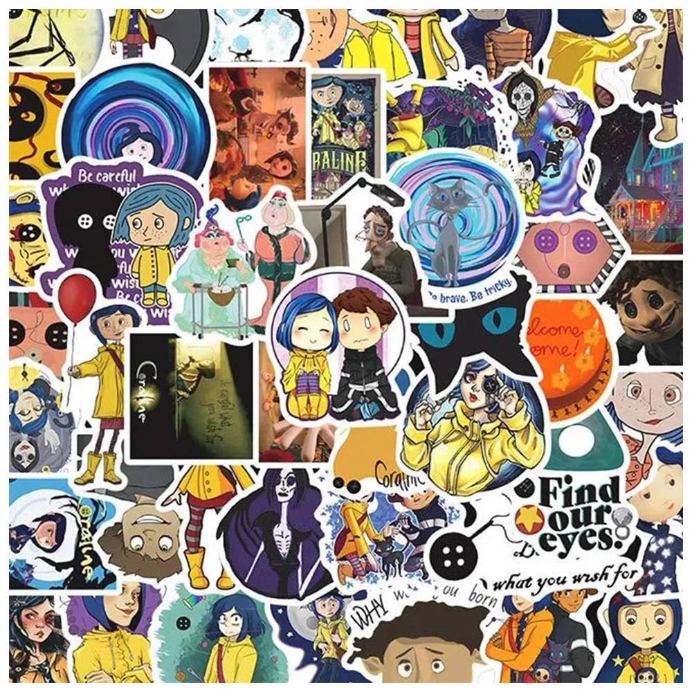 

10/30/60pcs Movie Coraline & the Secret Door Stickers for Kids Car Graffiti Luggage Phone Laptop Waterproof Cool Cartoon Sticker