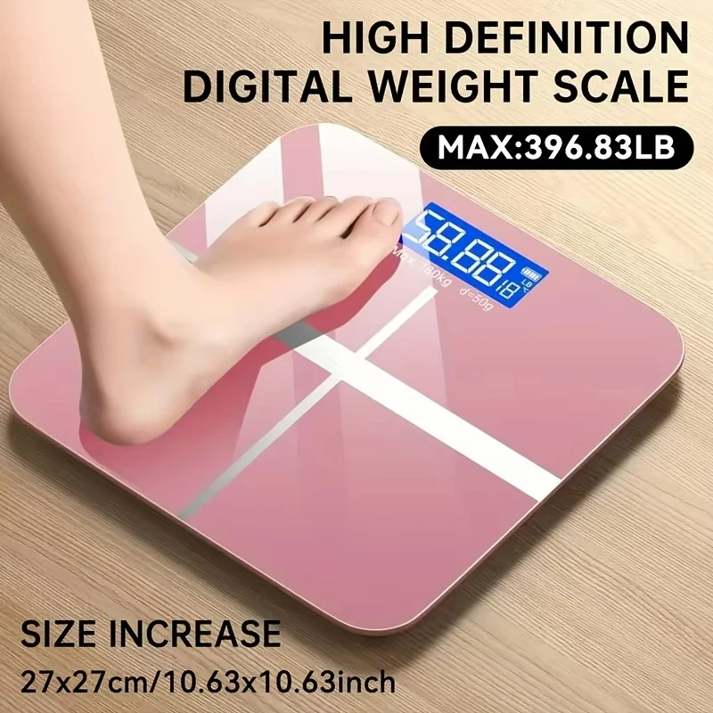 Digitale Körperwaage – 180 kg Tragkraft, LCD-Display, extra breite Plattform, mit Temperaturanzeige (°F) und USB-Ladefunktion_voghion.com
