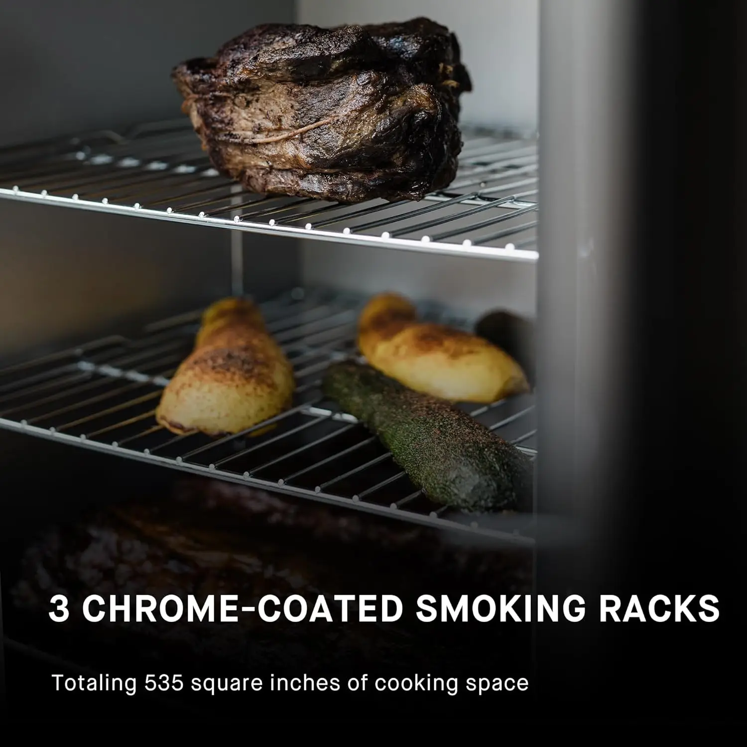 30-inch    Smoker with Analog Temperature Control, Chrome Smoking Racks and 535 Cooking Square I 6