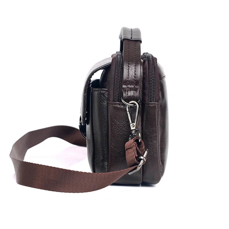 Gli uomini del Pacchetto Della Vita Della Cinghia di Stoffa Bum Bag Multi-Funzione Della Borsa di Affari del Cuoio Genuino Piccolo 7 ''Crossbody del Messaggero Della Spalla borse - immagine 6