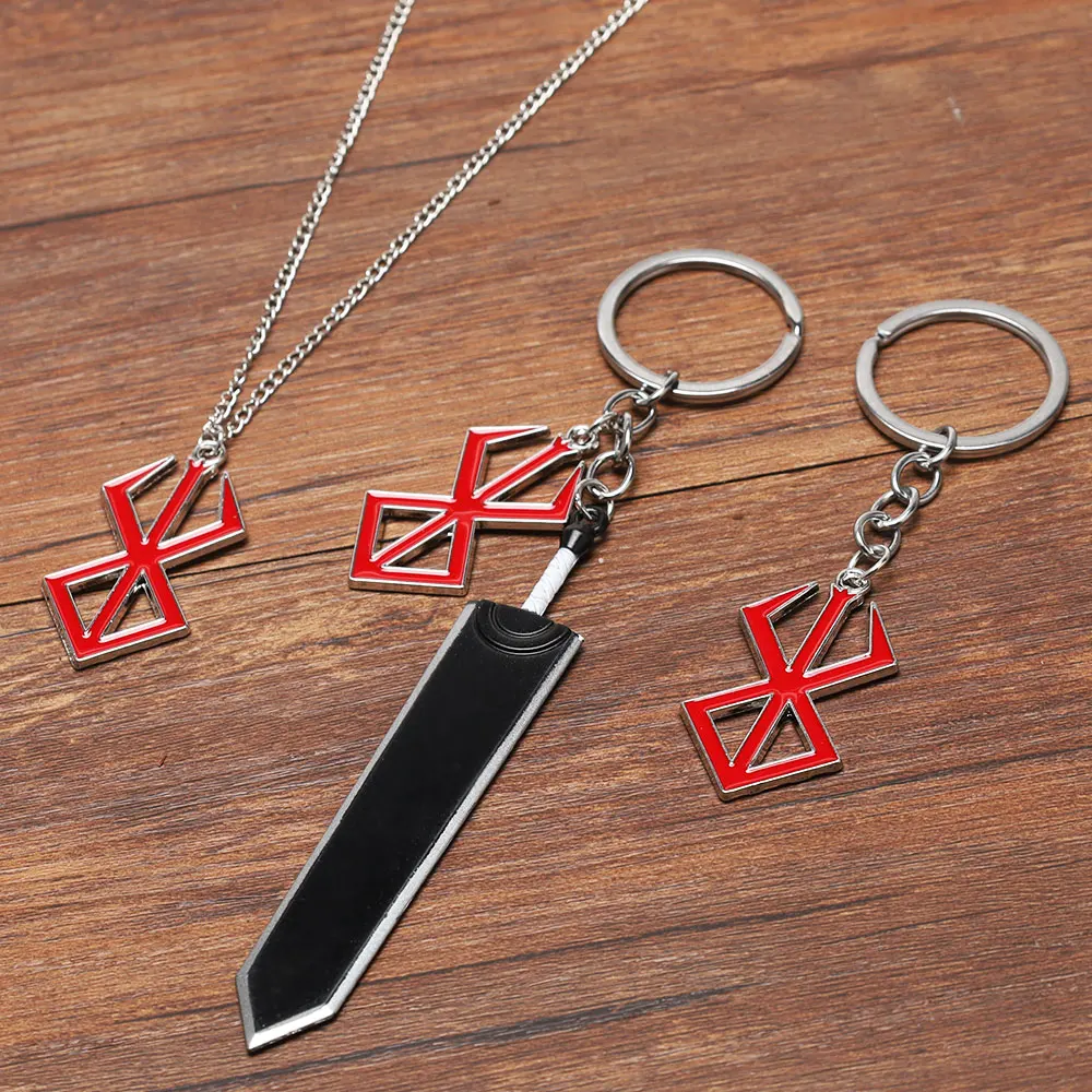Game Berserk Behelit Guts Badge Red Sign Brand Of Sacrifice Sword Alloy Keychain Pendant Jewelry Cosplay Props Accessories game keychain,mini sword keychain,anime keychain pendant,game cosplay props