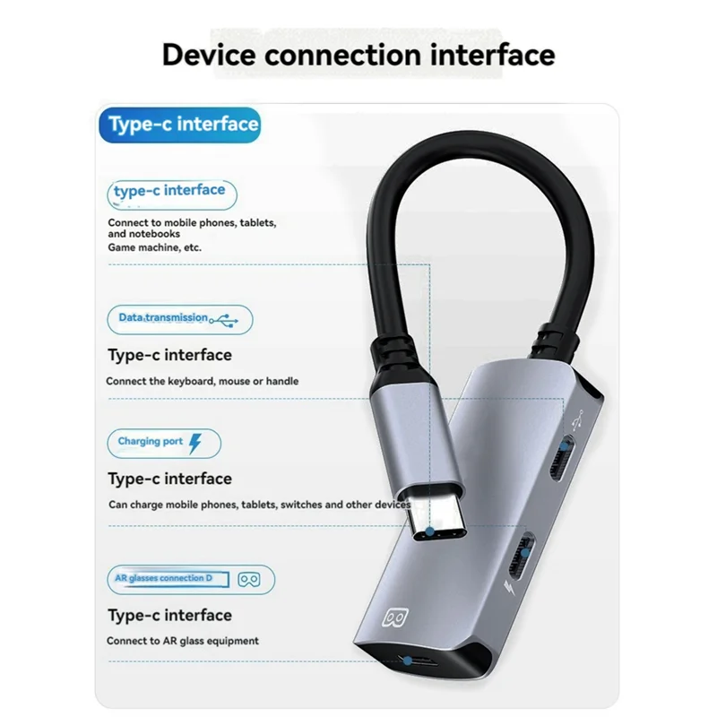 USB-C to USB-C Power Conversion Adapter for AR Glasses and Gaming Devices