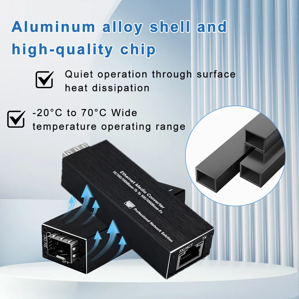 Mini Gigabit SFP Media Converter,1000M RJ45 to SFP Fiber Media Converter,10/100/1000Mbps Ethernet to Fiber Optical Transceiver
