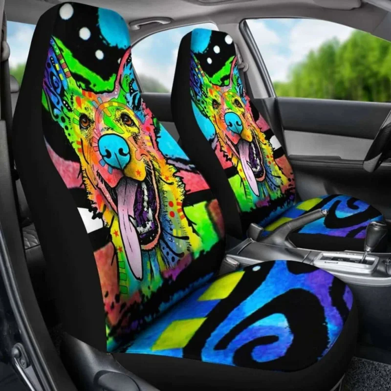 

German Shepherd car packaging suitable for most auto parts 2pcs custom picture printing universal front seat cover