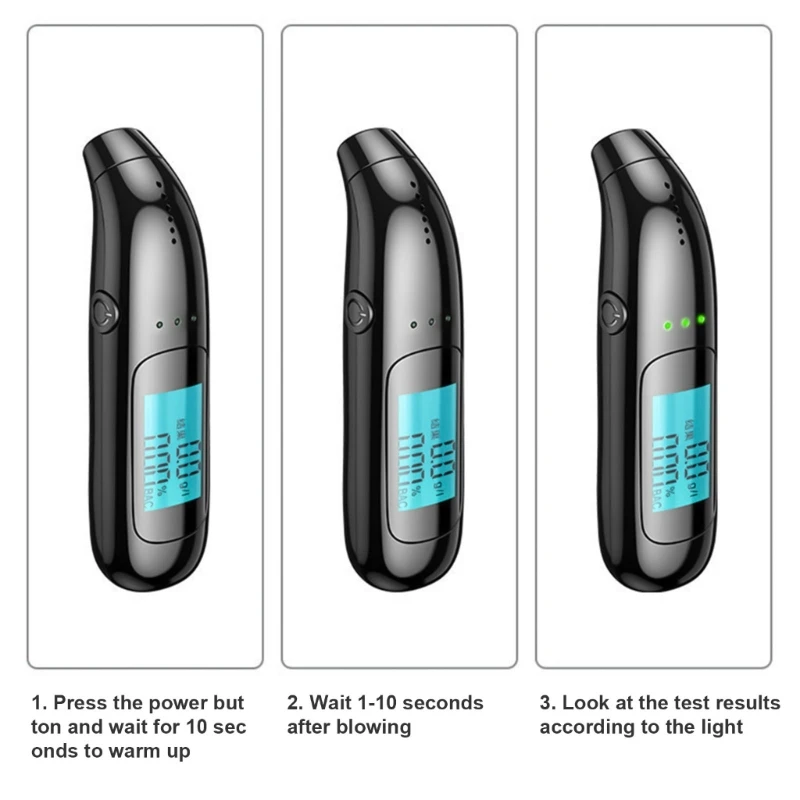 Blowing Alcoholicity Breath Tester Breathalyzer LCD Screen Breathalyzer Detector Quick Accuracy Response for Car Driving X37F